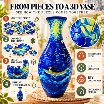 ✨ 3D DIY Puzzle Vase – 11 Creative Designs, Decorative Flower Vase & Craft Gift