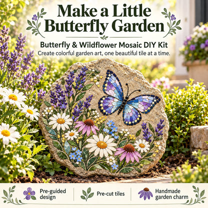 🦋 Butterfly Wildflower Mosaic DIY Kit | Complete Guided Craft Set