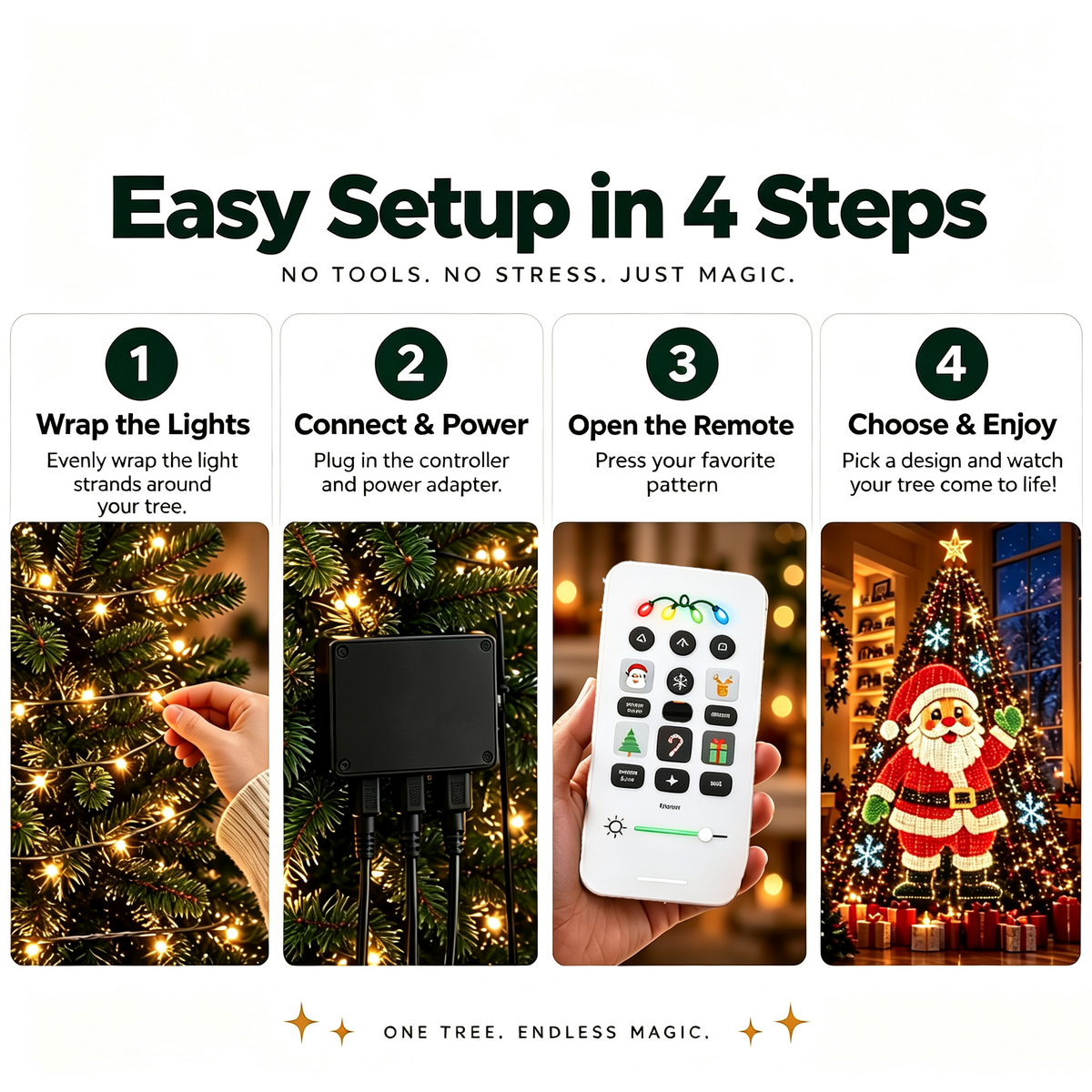Lighted Tree Pro - Smart DIY App-Controlled LED Christmas Tree Lights with Custom Holiday Patterns