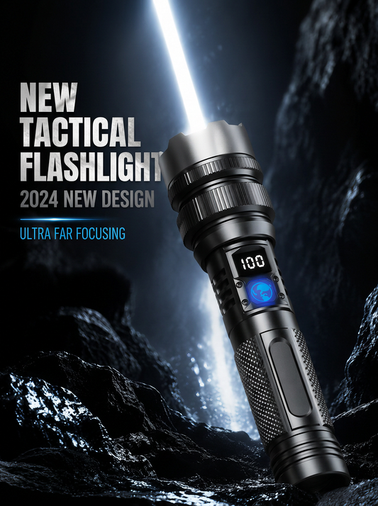 🔦High-Power Rechargeable Flashlight with Power Bank, Zoomable Beam & Digital Battery Display