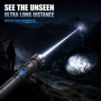 🔦High-Power Rechargeable Flashlight with Power Bank, Zoomable Beam & Digital Battery Display