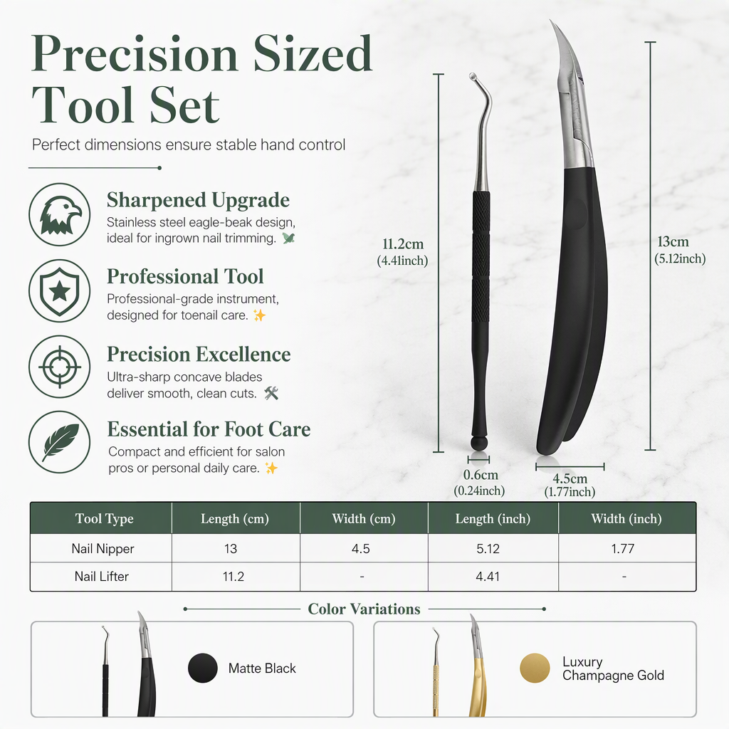 🦶 50% OFF! 🔧 2-Piece Toenail Set – Ingrown clipper & dead skin nipper ✨